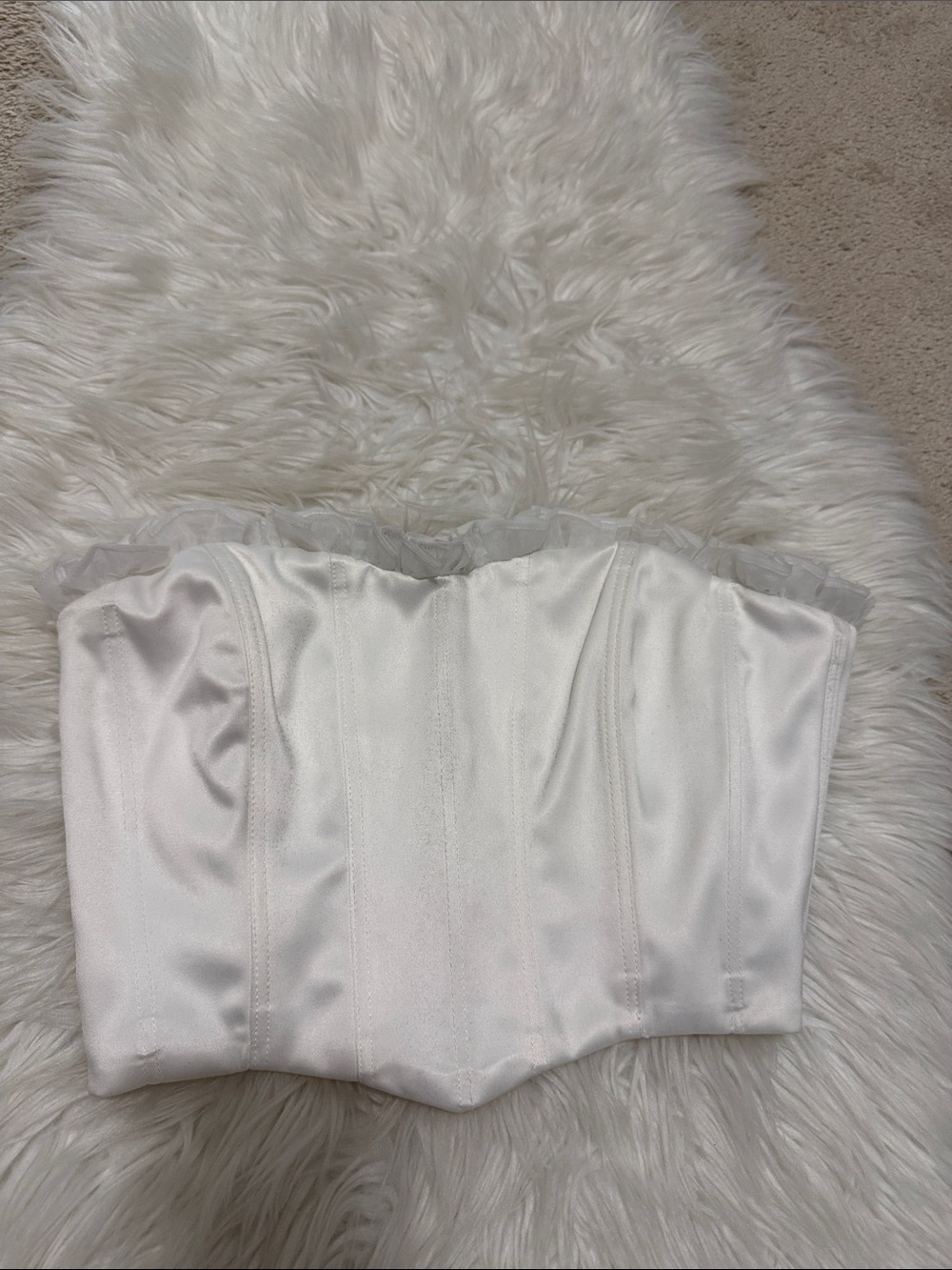 White Satin Strapless Corset Top